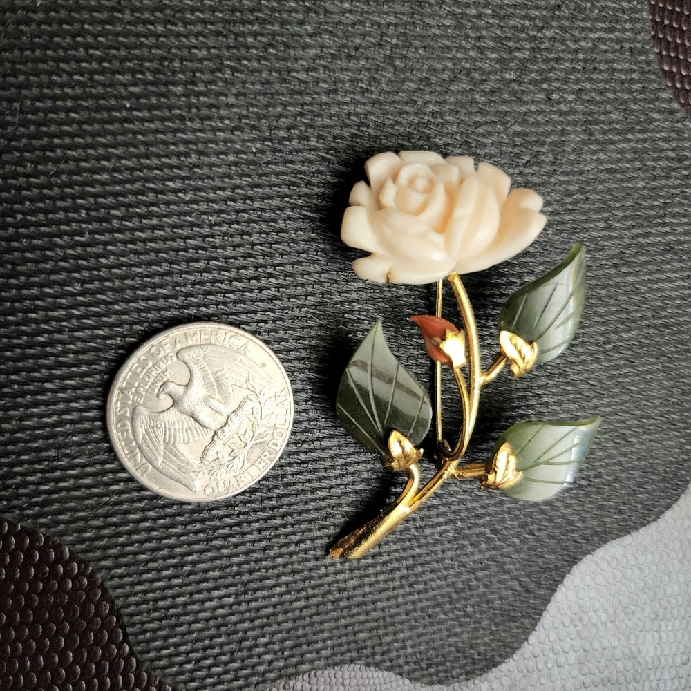Faux Ivory Rose Pin